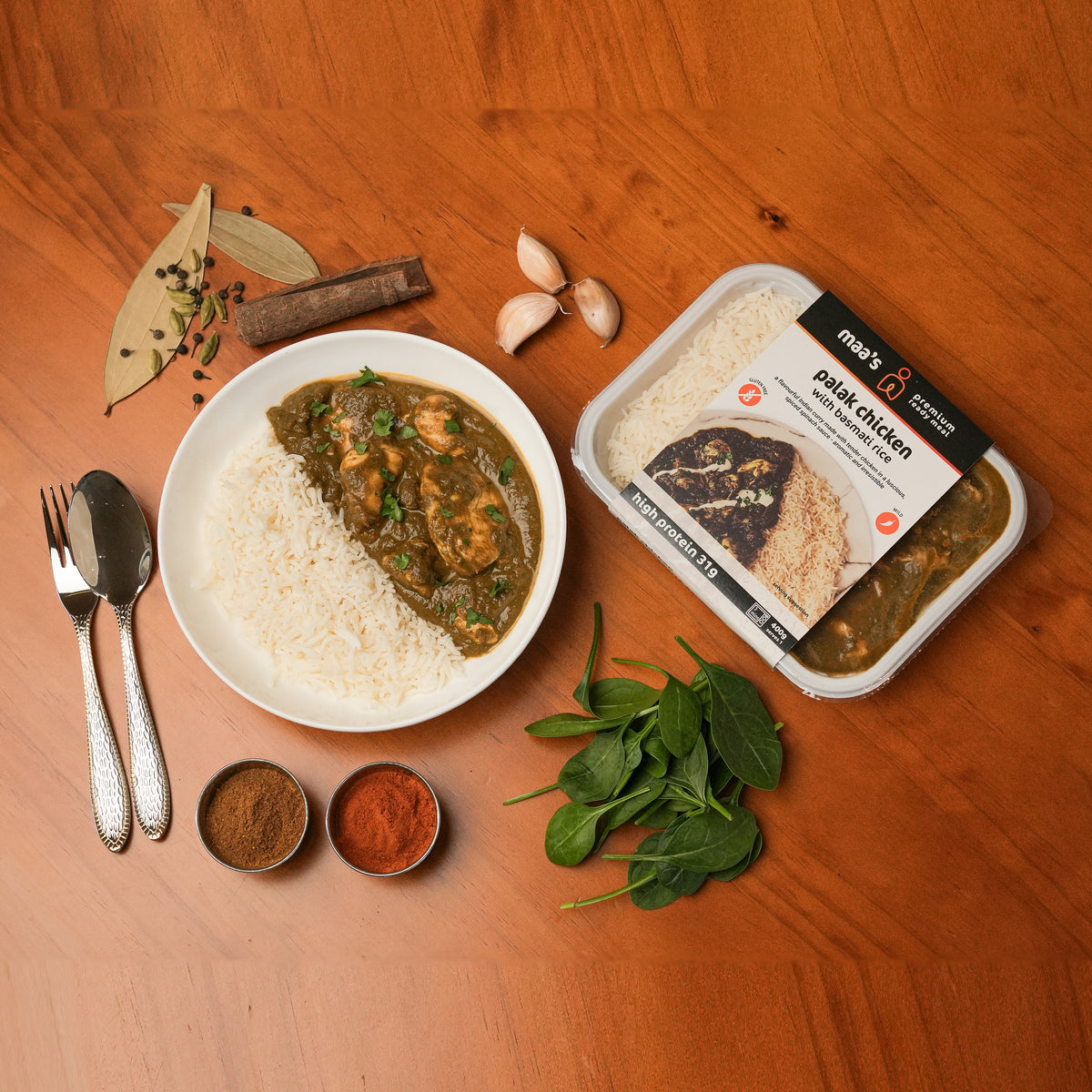 Maa’s Palak Chicken with Basmati Rice (400g)