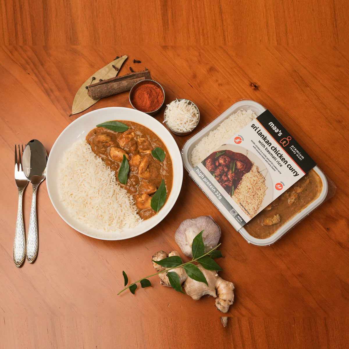 Maa’s Sri Lankan Chicken Curry with Basmati Rice (400g)